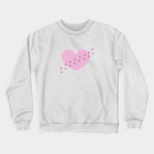 Pink cute heart with doodle paw prints Crewneck Sweatshirt